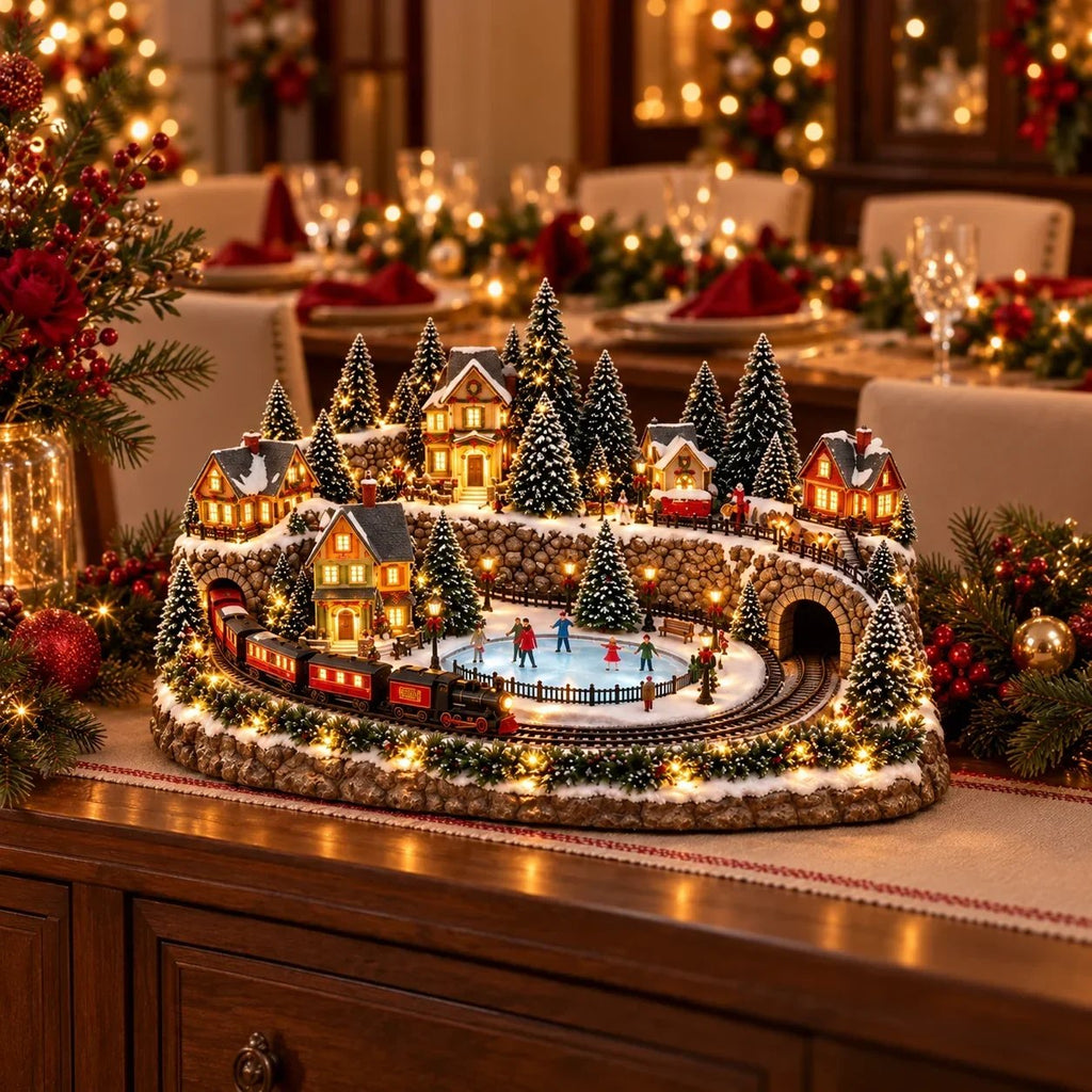 🔥 Animierte Weihnachtszug- und Eisbahnszene ✨