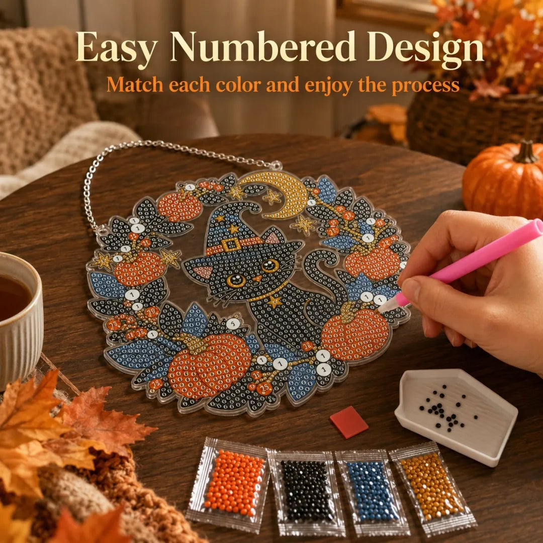 👻✨ 🎃 DIY Spooky Hanging Ornament Kit | Sparkling Halloween Diamond Art Decoration For Fall Home Decor