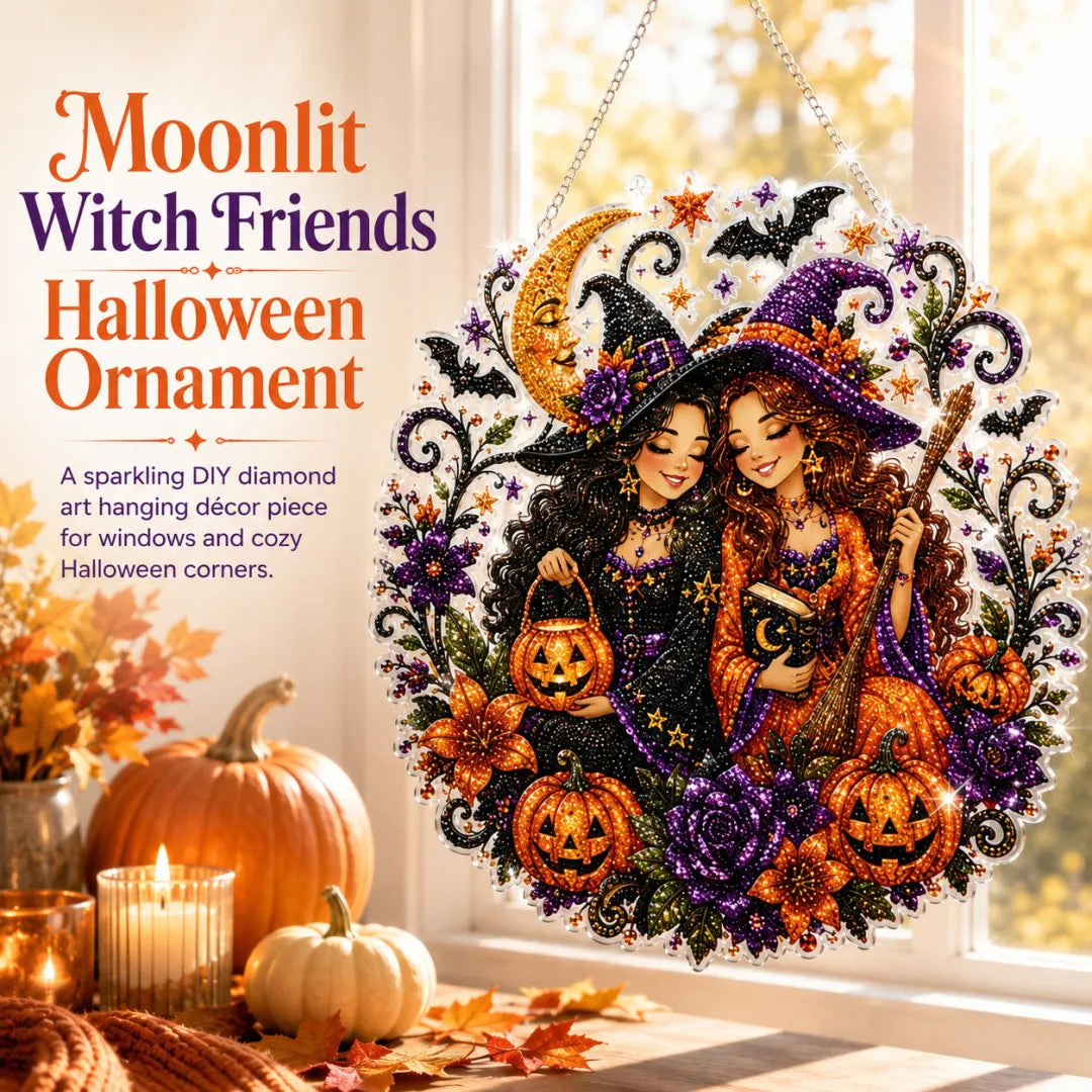🎃Halloween Witch Friendship Diamond Art Suncatcher Sparkling Window Decor Gift✨🎃✨✨