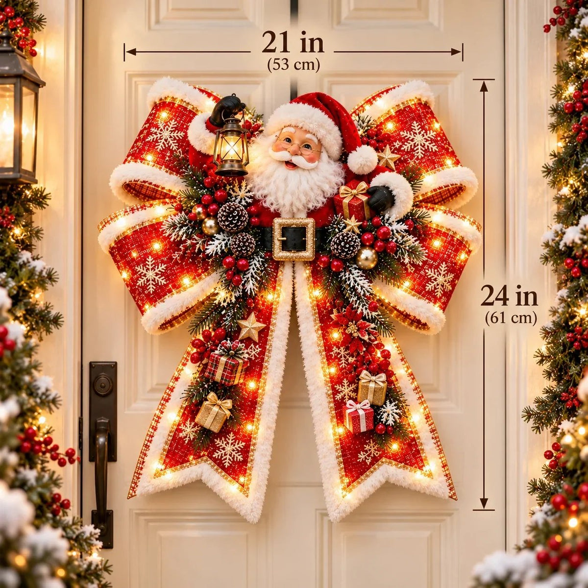 🎀🎄 Weihnachtliche Zauberschleifen-Türhänger – Übergroße, leuchtende Weihnachtsschleifen in 6 festlic