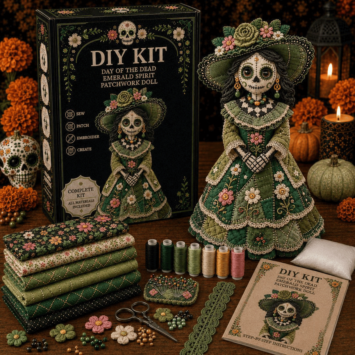 DIY Patchwork Doll Sewing Kit 🎃 Create Your Own Handmade Fabric Doll