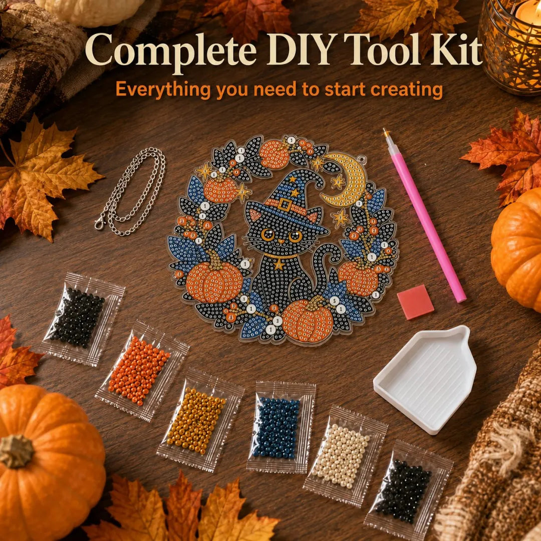 👻✨ 🎃 DIY Spooky Hanging Ornament Kit | Sparkling Halloween Diamond Art Decoration For Fall Home Decor