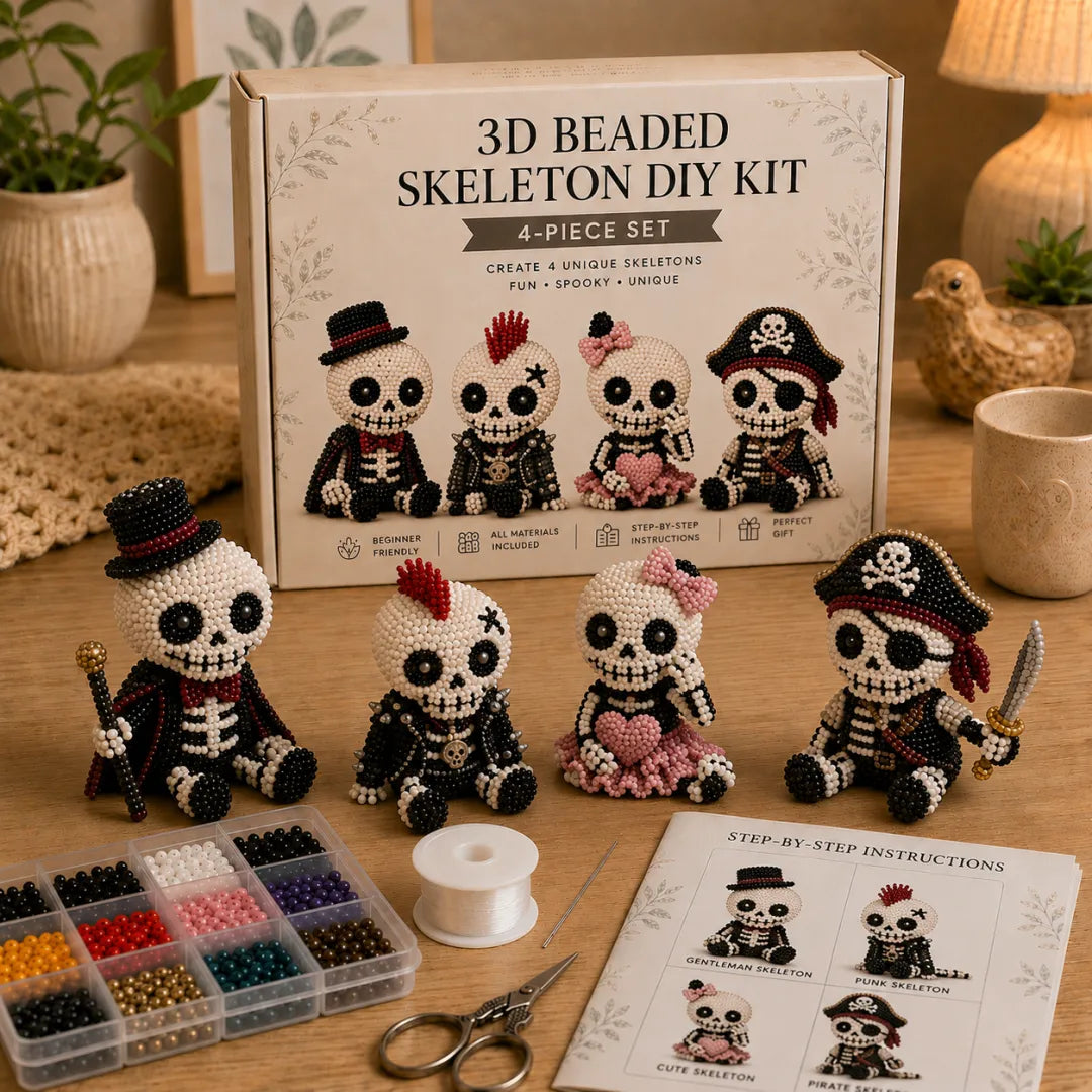 💀 3D Beaded Skeleton DIY Kit – Create Your Own Spooky Cute Halloween Decor