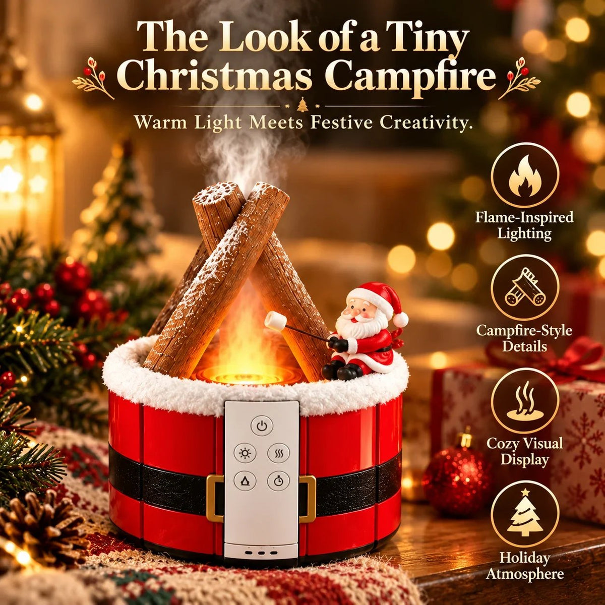 🎄 MerryMist Weihnachts-Lagerfeuer-Aroma-Diffusor – Gemütliches Flammenlicht, festlicher Nebel & beza
