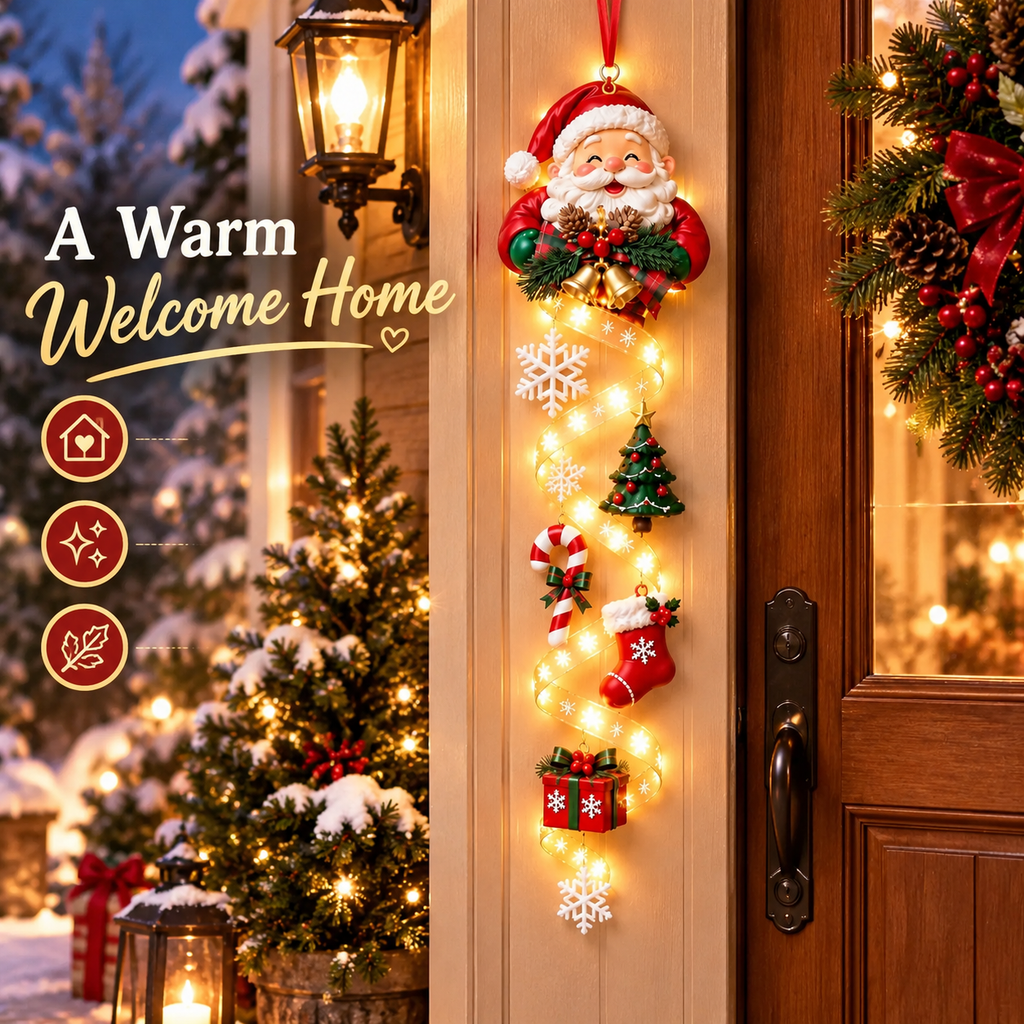 LED Christmas Door Hanging Decoration – Santa, Snowman & Gingerbread Designs