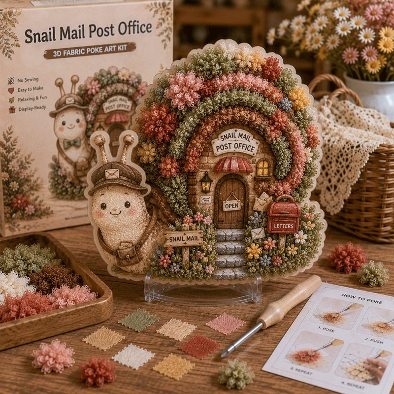 ✨🧘Relaxing & Beginner-Friendly-✨Whimsical Village 3D Fabric Poke Art Kit