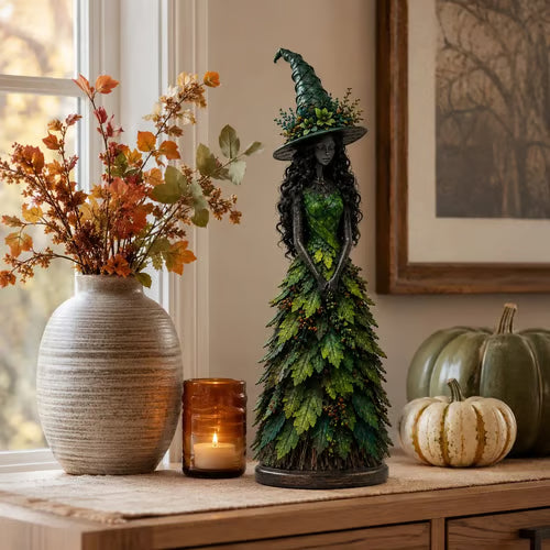 🧙 Enchanted Fall Witch Statue – Autumn Magic