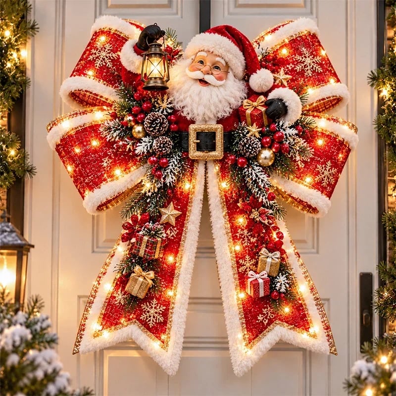 🎀🎄 Weihnachtliche Zauberschleifen-Türhänger – Übergroße, leuchtende Weihnachtsschleifen in 6 festlic