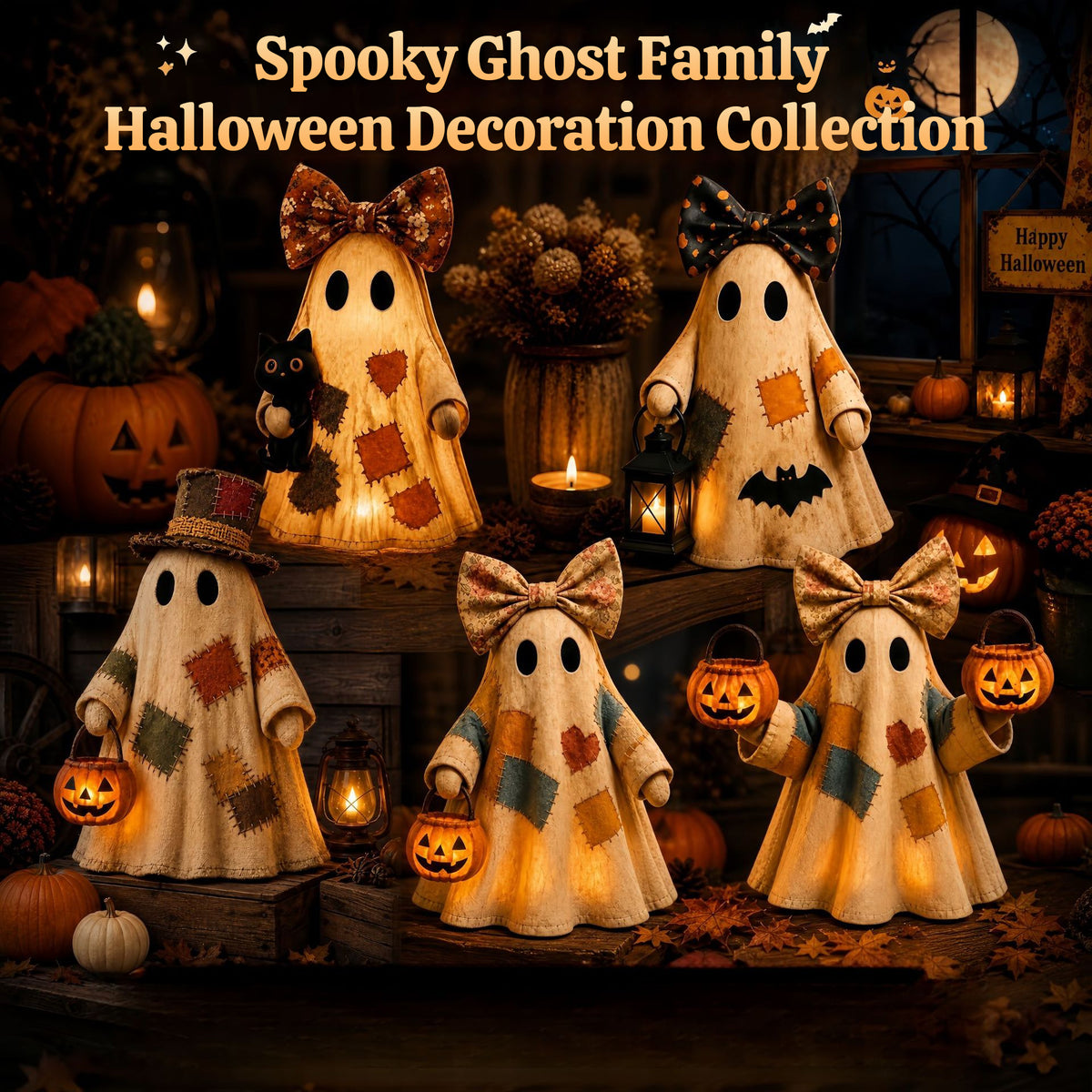 👻Spooky Ghost Family Halloween Decoration Collection-11 Cute Ghost Characters To Choose From