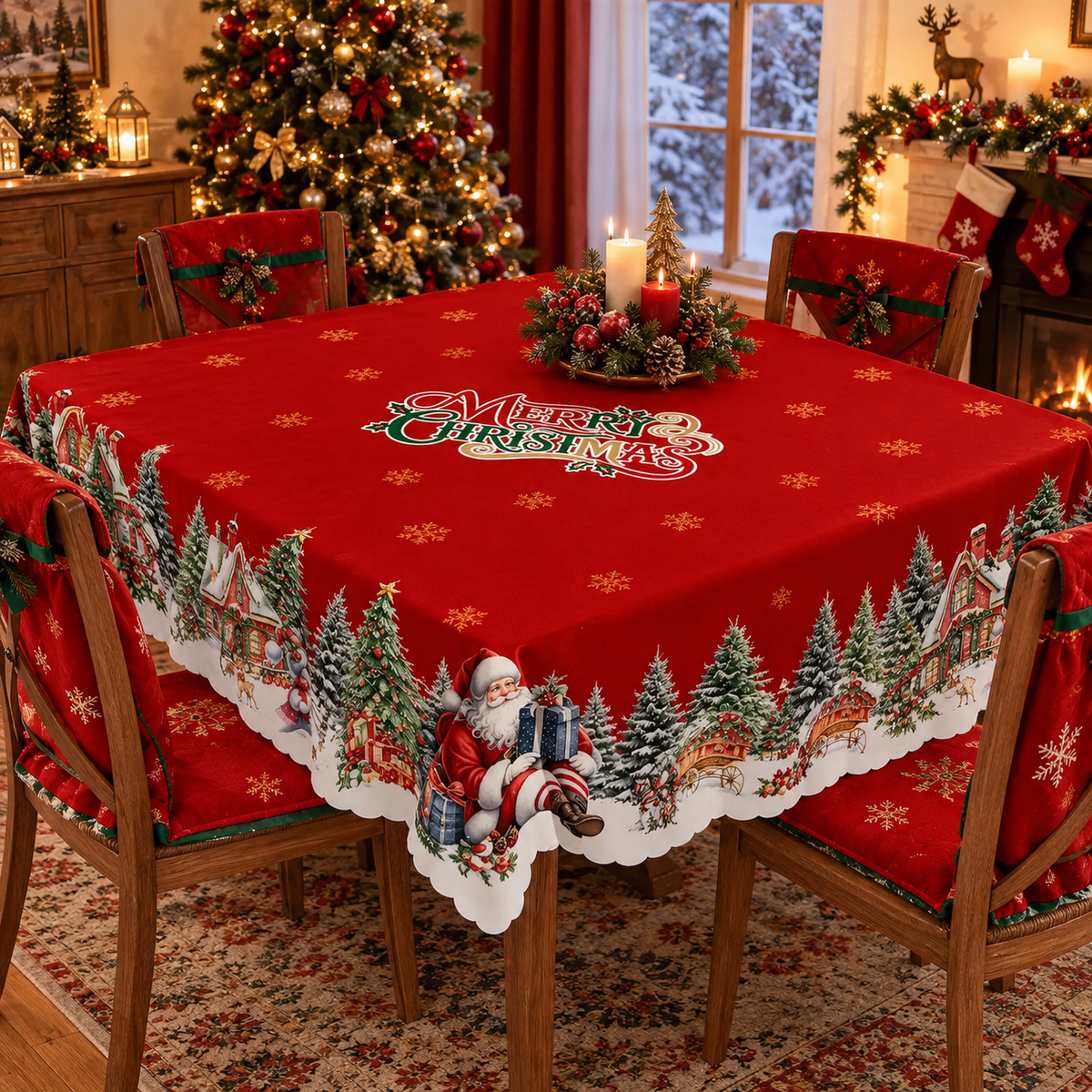 🎅 Christmas Tablecloth | Round & Rectangle