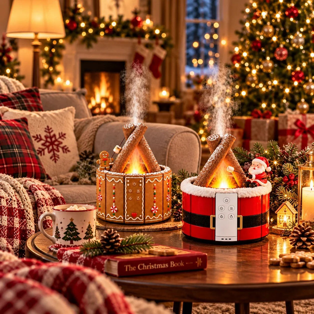 🎄 MerryMist Weihnachts-Lagerfeuer-Aroma-Diffusor – Gemütliches Flammenlicht, festlicher Nebel & beza