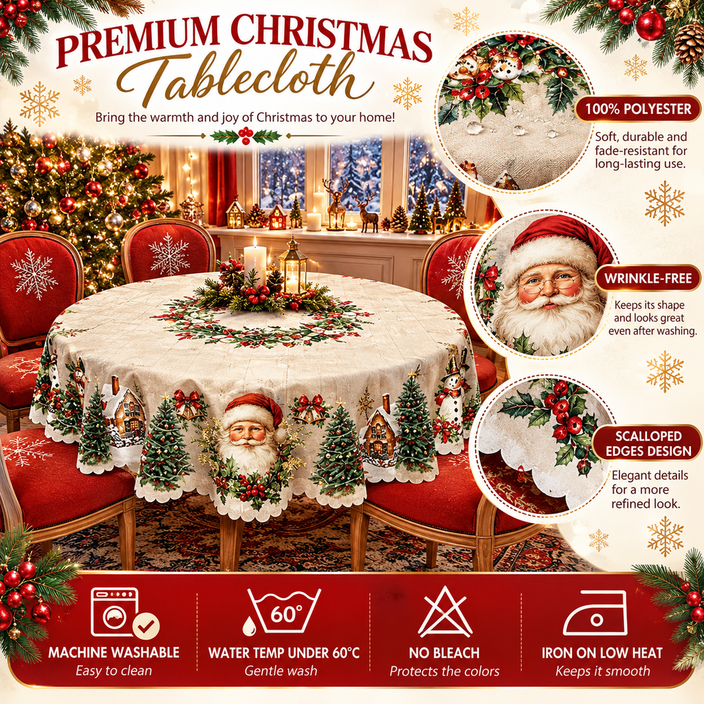 🎅 Christmas Tablecloth | Round & Rectangle