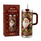 🎅✨ Luxury Christmas Santa 40oz Handle Tumbler – A Magical Holiday Gift