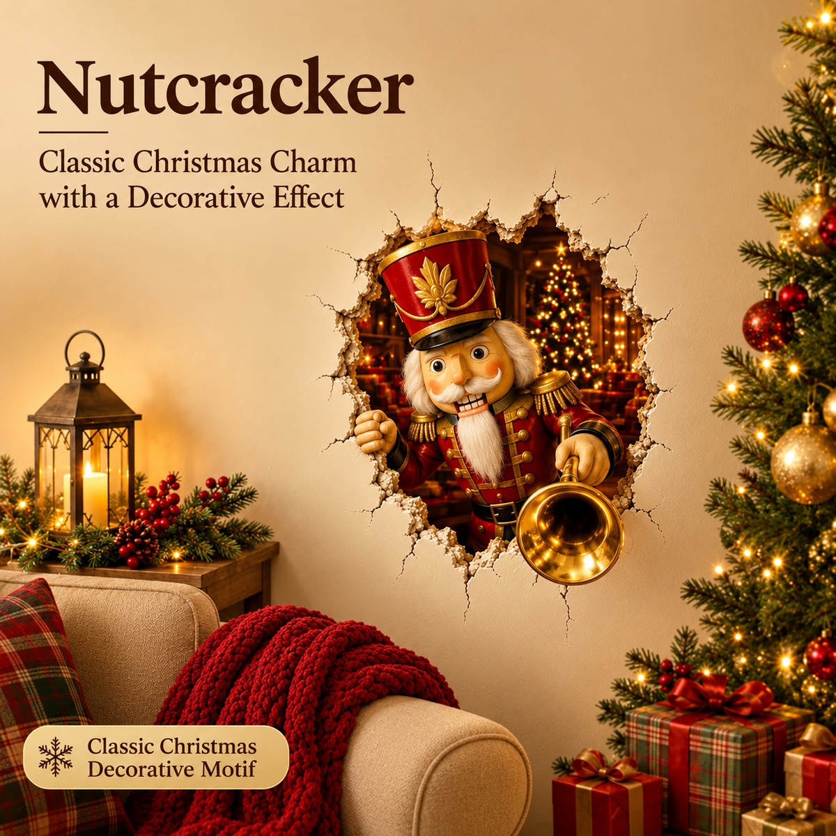 Christmas Break-In 3D Wall Decals – Spooky Door & Wall Stickers