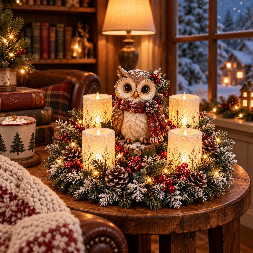 ✨ Dekorative Lichter in Form von Waldtieren, die im Schein flammenloser Kerzen flackern. 🎁🌟