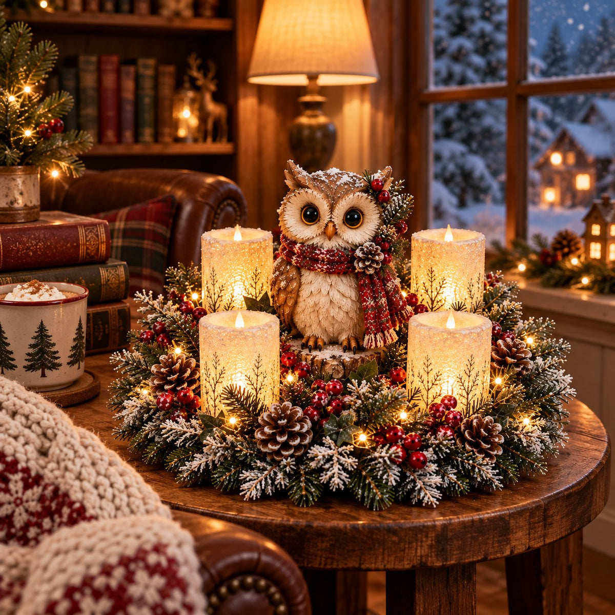 ✨ Dekorative Lichter in Form von Waldtieren, die im Schein flammenloser Kerzen flackern. 🎁🌟