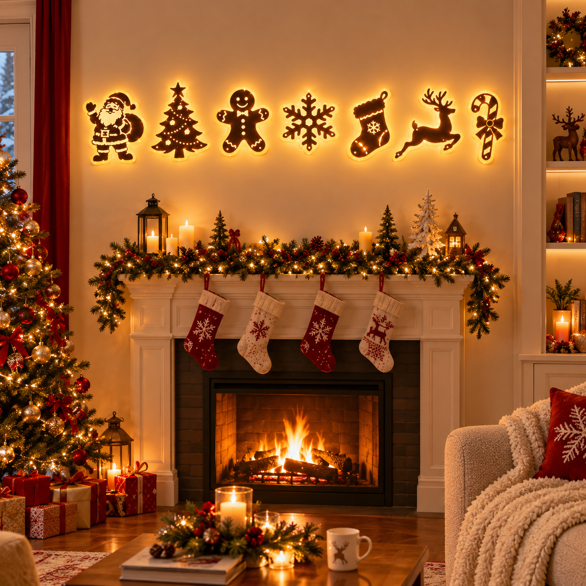 LED Reindeer Wall Decorations - Festive Christmas Lighting