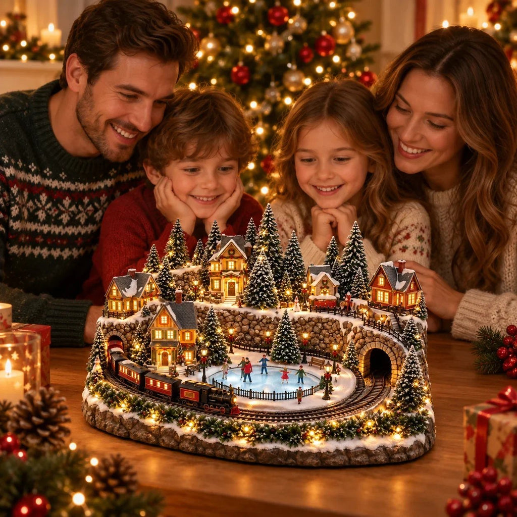 🔥 Animierte Weihnachtszug- und Eisbahnszene ✨
