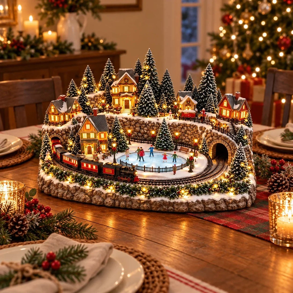 🔥 Animierte Weihnachtszug- und Eisbahnszene ✨