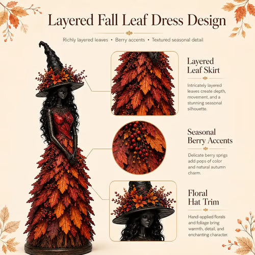 🧙 Enchanted Fall Witch Statue – Autumn Magic