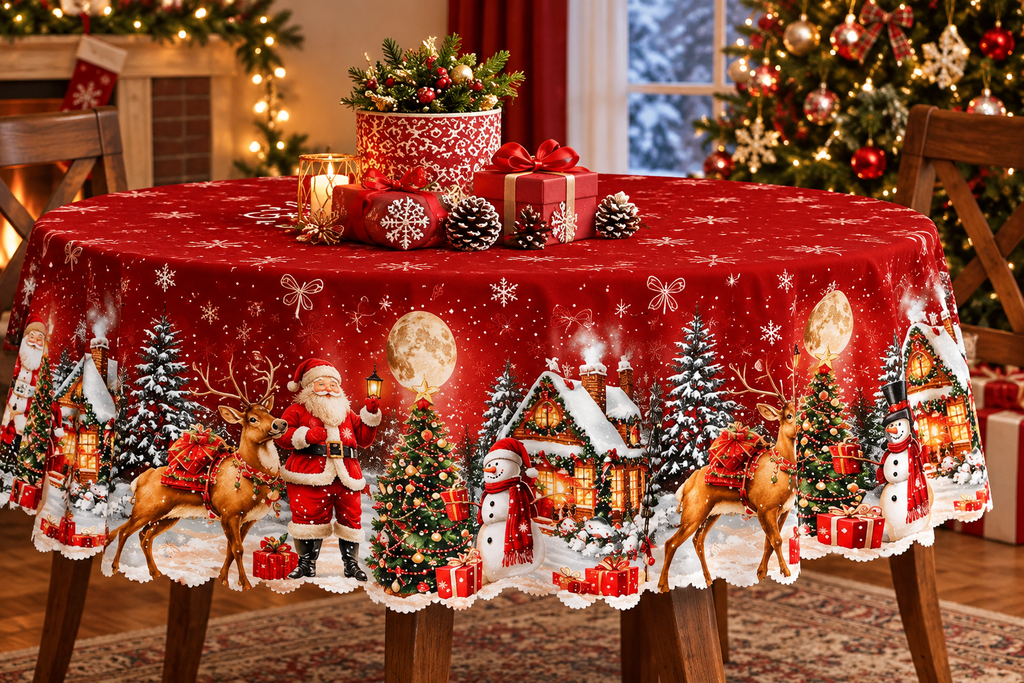🎅 Christmas Tablecloth | Round & Rectangle