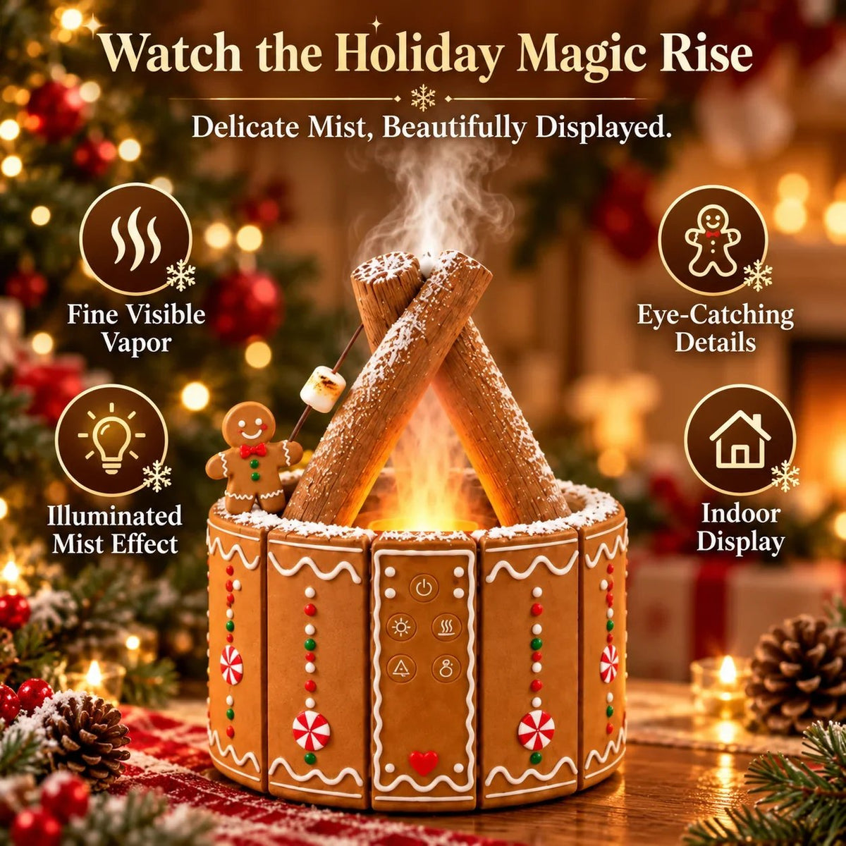 🎄 MerryMist Weihnachts-Lagerfeuer-Aroma-Diffusor – Gemütliches Flammenlicht, festlicher Nebel & beza