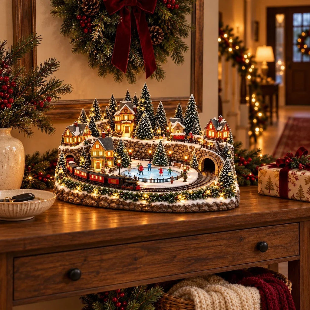 🔥 Animierte Weihnachtszug- und Eisbahnszene ✨
