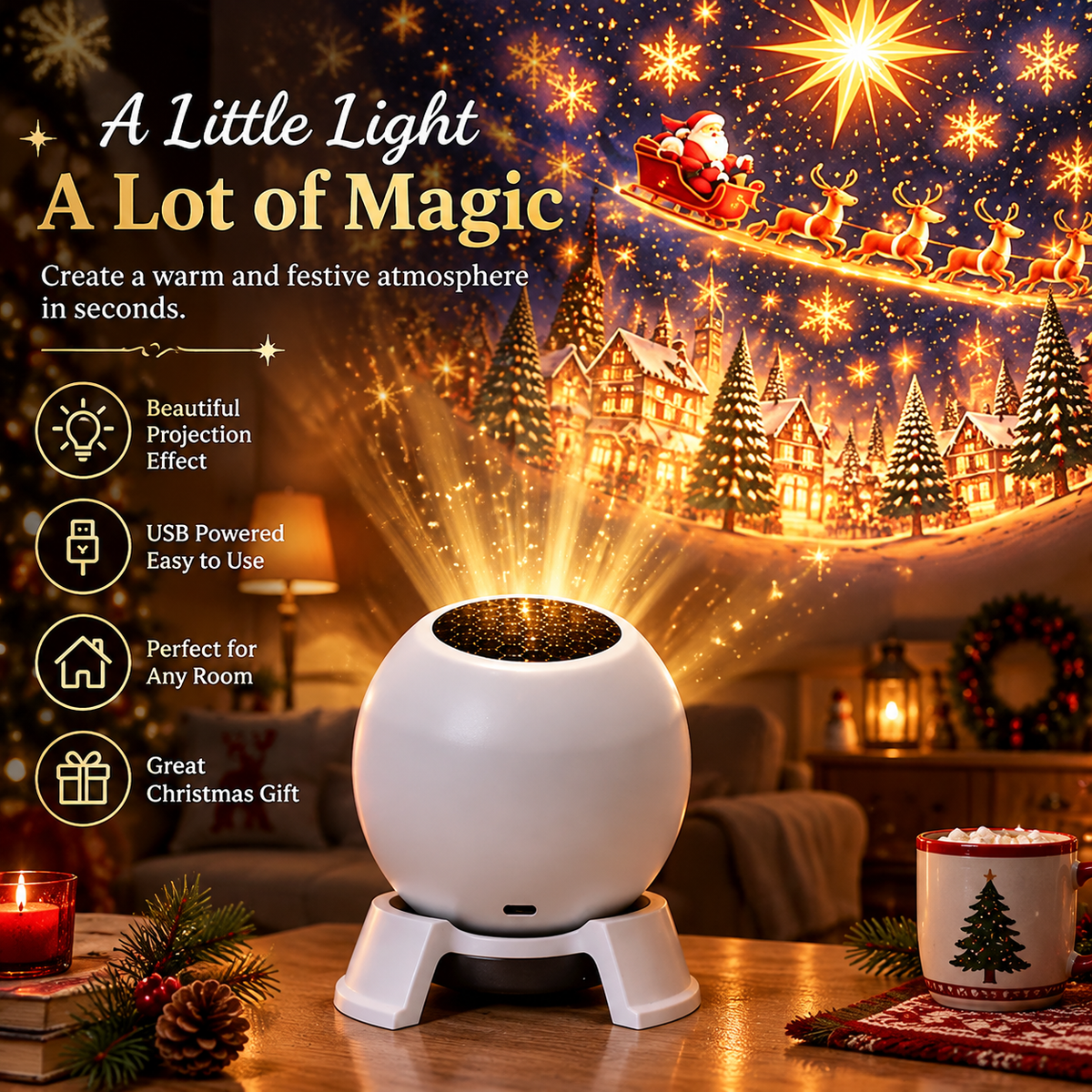🎅 Turn Any Room Into a Christmas Wonderland – Holiday Projection Night Light