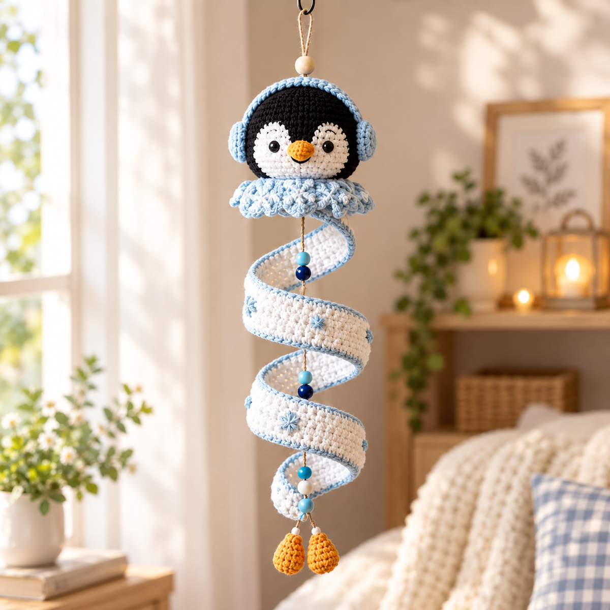 🎄 Handmade Crochet Holiday Hanging Ornaments – Christmas & Halloween Spiral Character Decorations