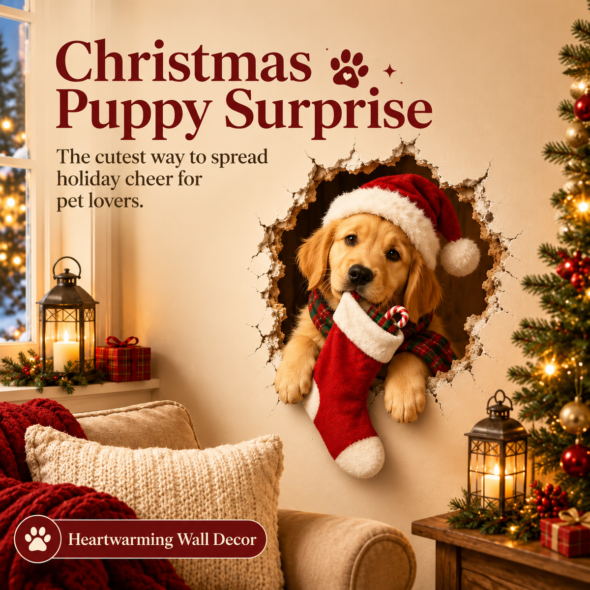 Christmas Break-In 3D Wall Decals – Spooky Door & Wall Stickers
