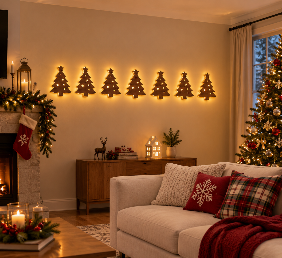 LED Reindeer Wall Decorations - Festive Christmas Lighting