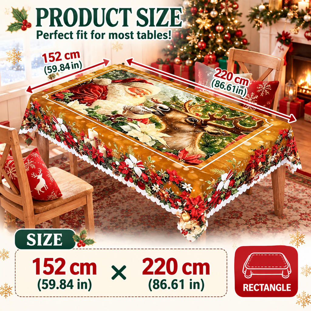 🎅 Christmas Tablecloth | Round & Rectangle