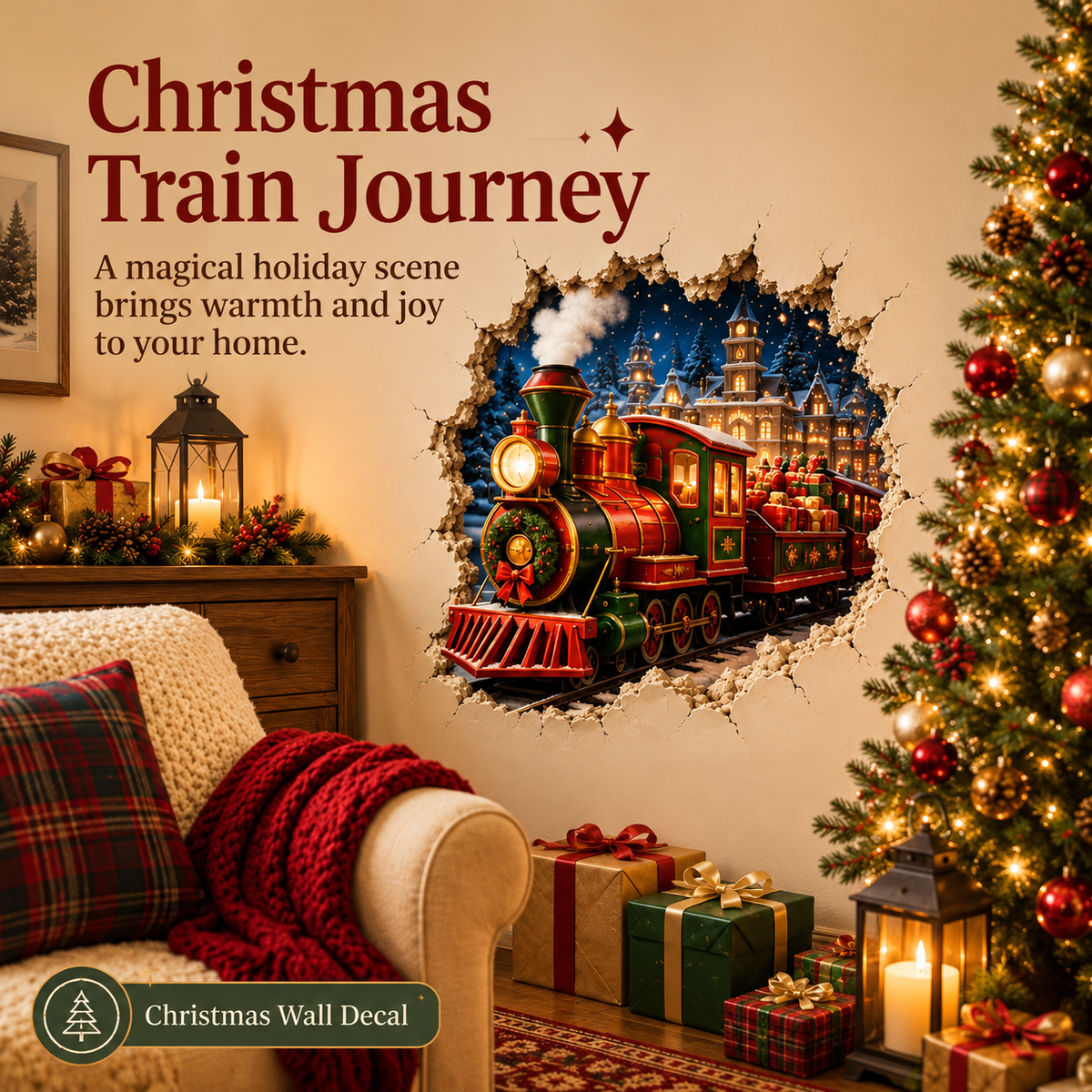 Christmas Break-In 3D Wall Decals – Spooky Door & Wall Stickers