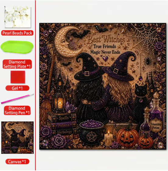 👻 Cute Ghosts Pumpkins 3D Pearl Mosaic Art Kit Halloween Decor (No Mess, Beginner)