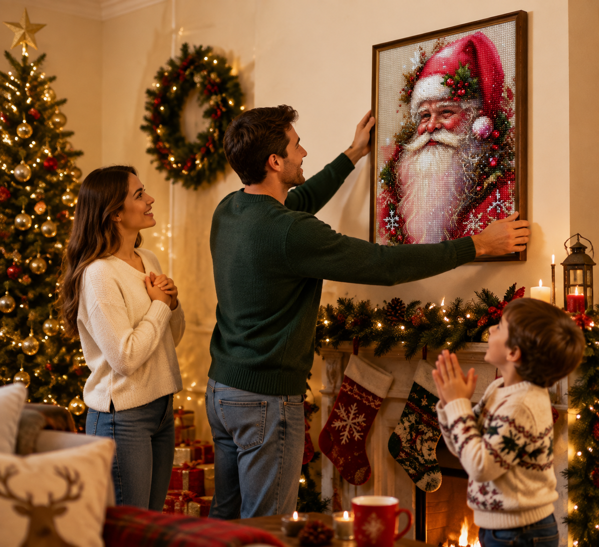 ✨ Blush Christmas Santa – Elegant Holiday Diamond Painting Kit