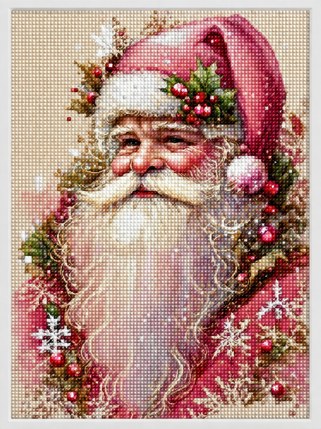✨ Blush Christmas Santa – Elegant Holiday Diamond Painting Kit