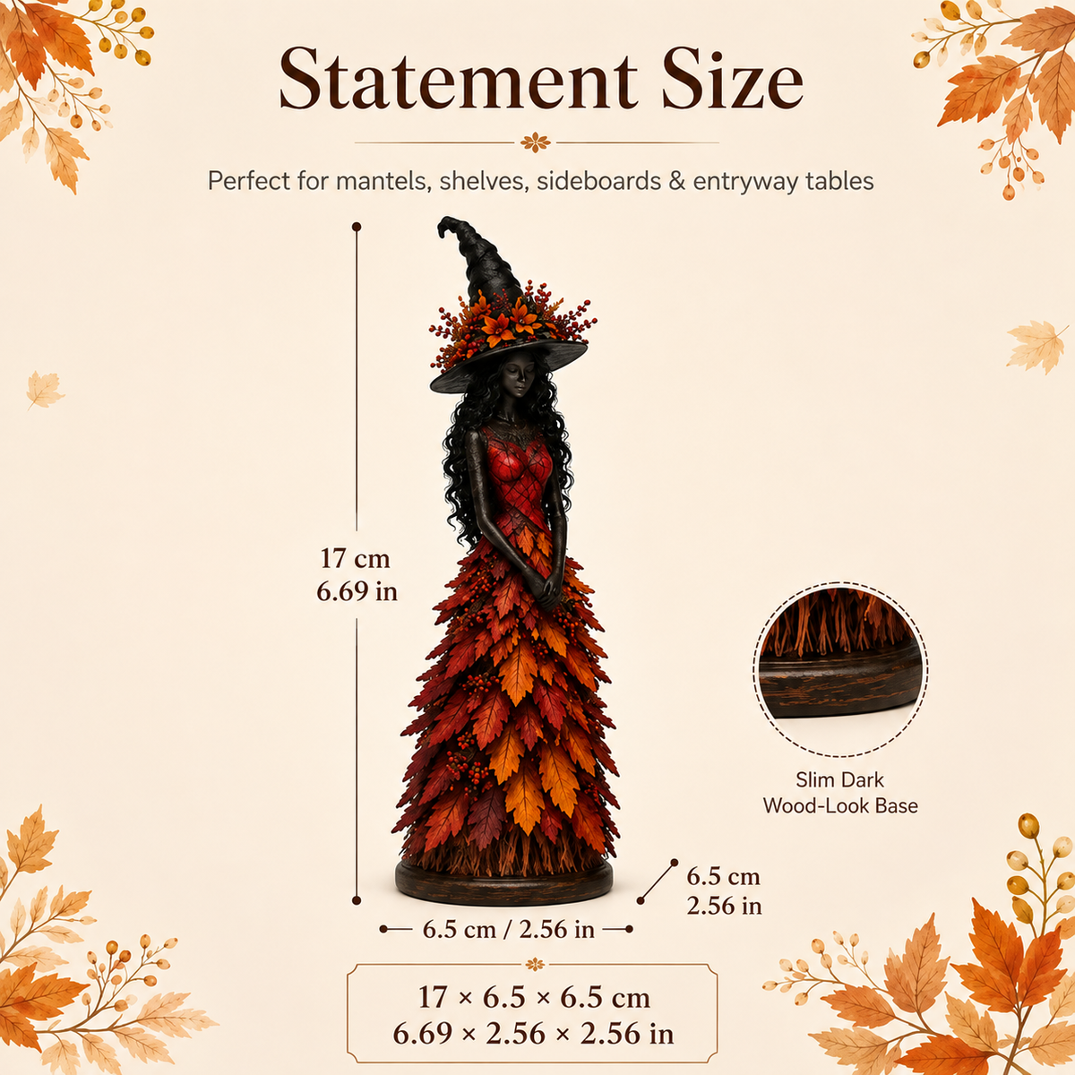 🧙 Enchanted Fall Witch Statue – Autumn Magic