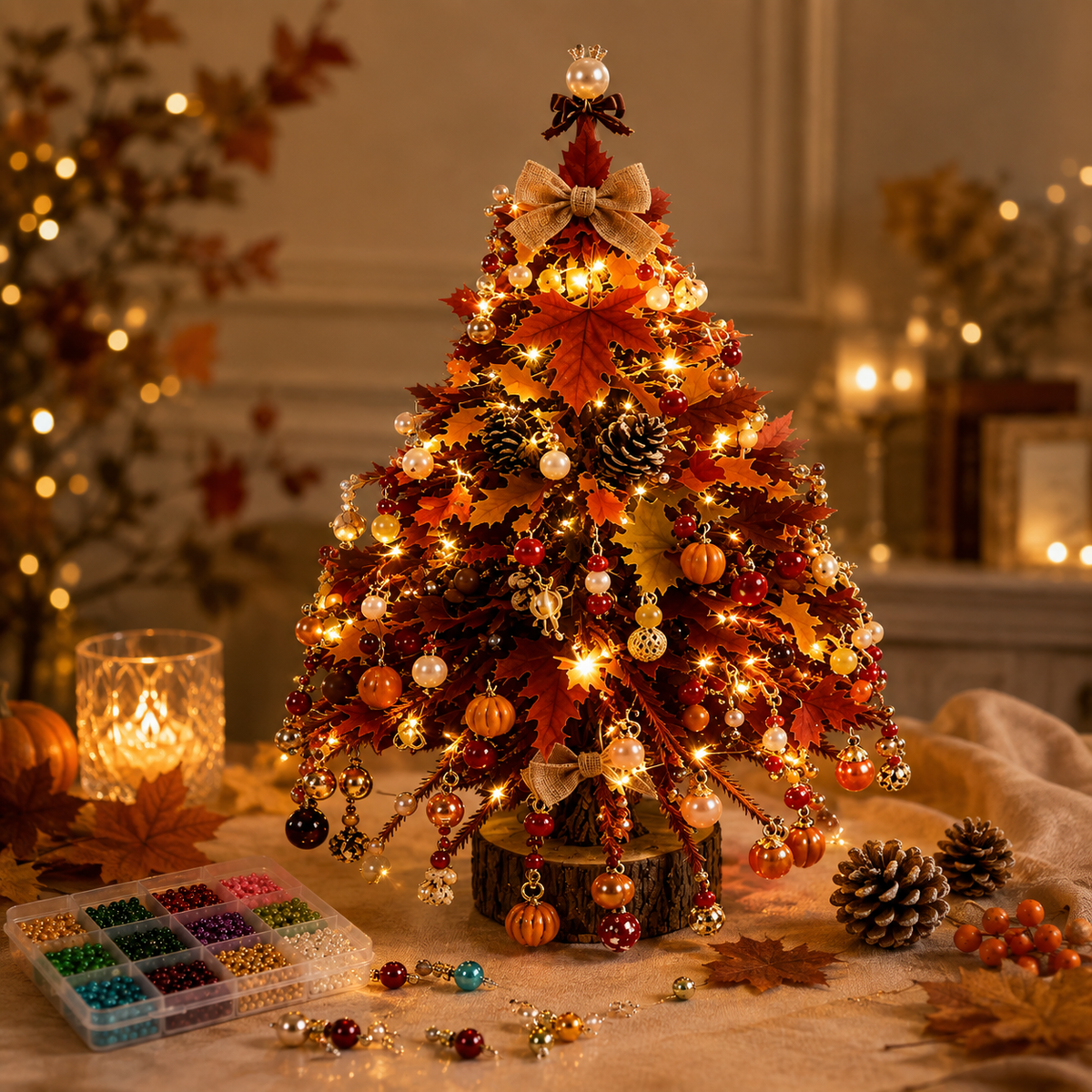 ✨ Bring Holiday Magic Home - DIY Handmade Tree with Pearl & Crystal Beads