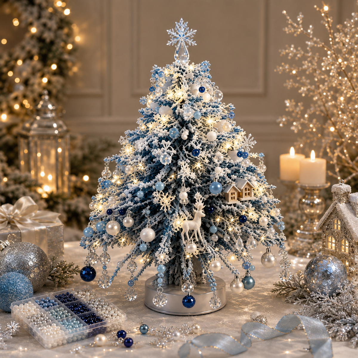 ✨ Bring Holiday Magic Home - DIY Handmade Tree with Pearl & Crystal Beads