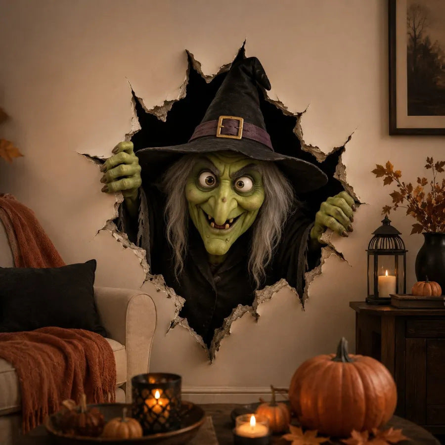 🎃 Halloween Break-In 3D Wall Decals – Spooky Door & Wall Stickers