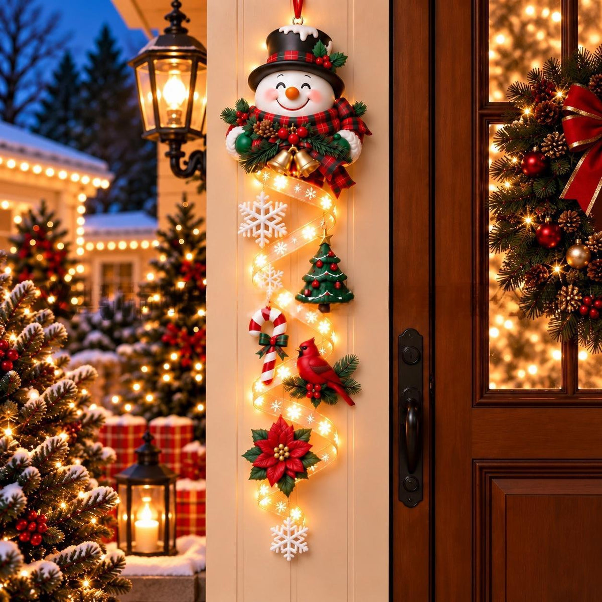 LED Christmas Door Hanging Decoration – Santa, Snowman & Gingerbread Designs