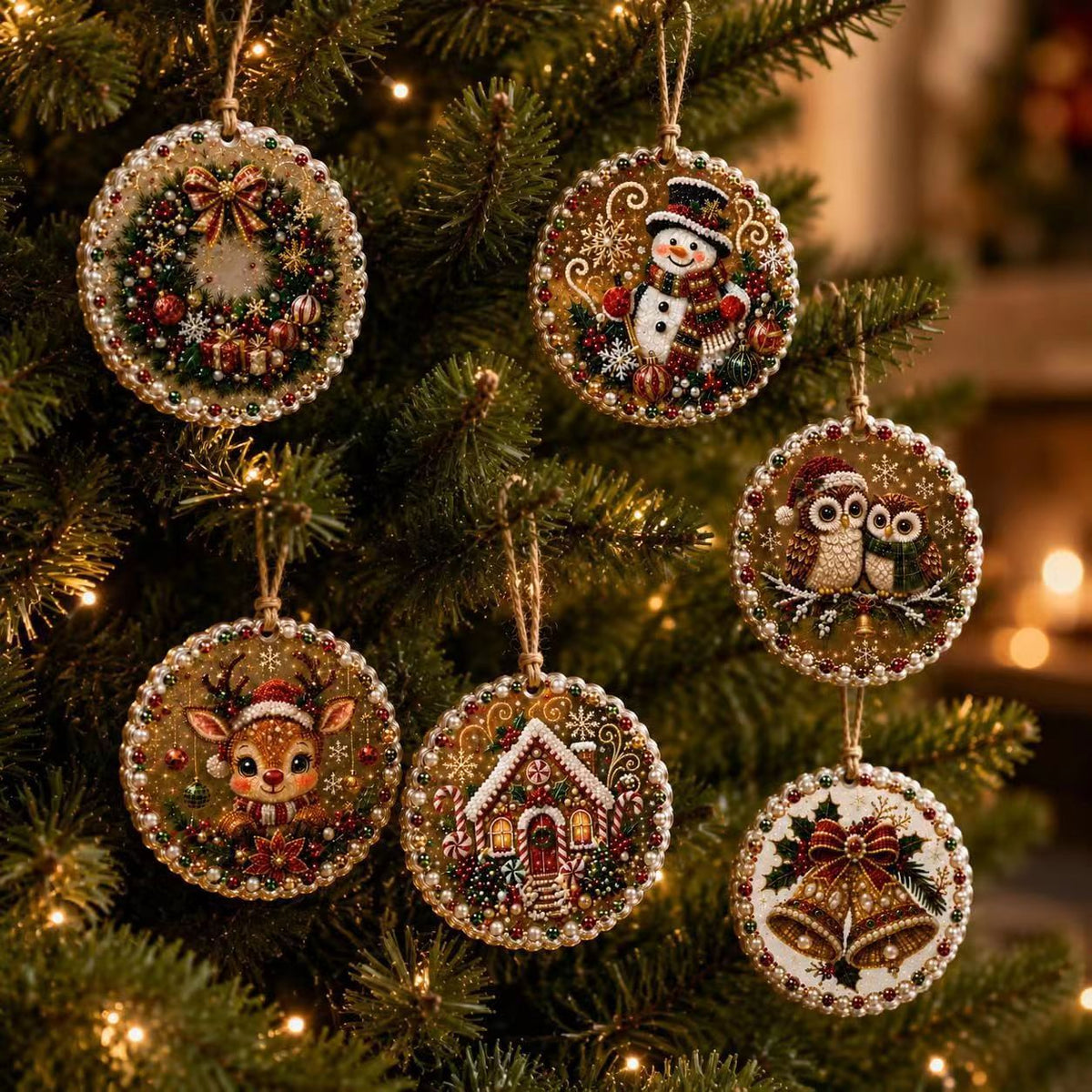 6PCS Crystal-Like Diamond Art Christmas Decorations ✨