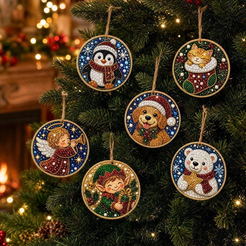 6PCS Crystal-Like Diamond Art Christmas Decorations ✨