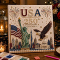 250th USA Anniversary Diamond Painting Kit – Patriotic DIY Full Drill Diamond Art for Adults, Sparkling American Flag & Liberty Artwork