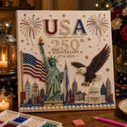 250th USA Anniversary Diamond Painting Kit – Patriotic DIY Full Drill Diamond Art for Adults, Sparkling American Flag & Liberty Artwork