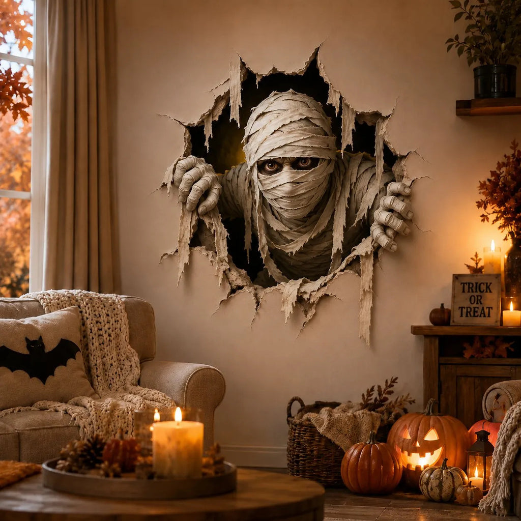 🎃 Halloween Break-In 3D Wall Decals – Spooky Door & Wall Stickers