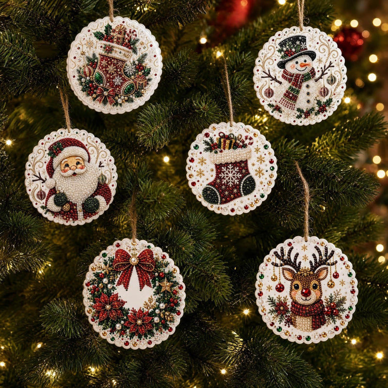 6PCS Crystal-Like Diamond Art Christmas Decorations ✨