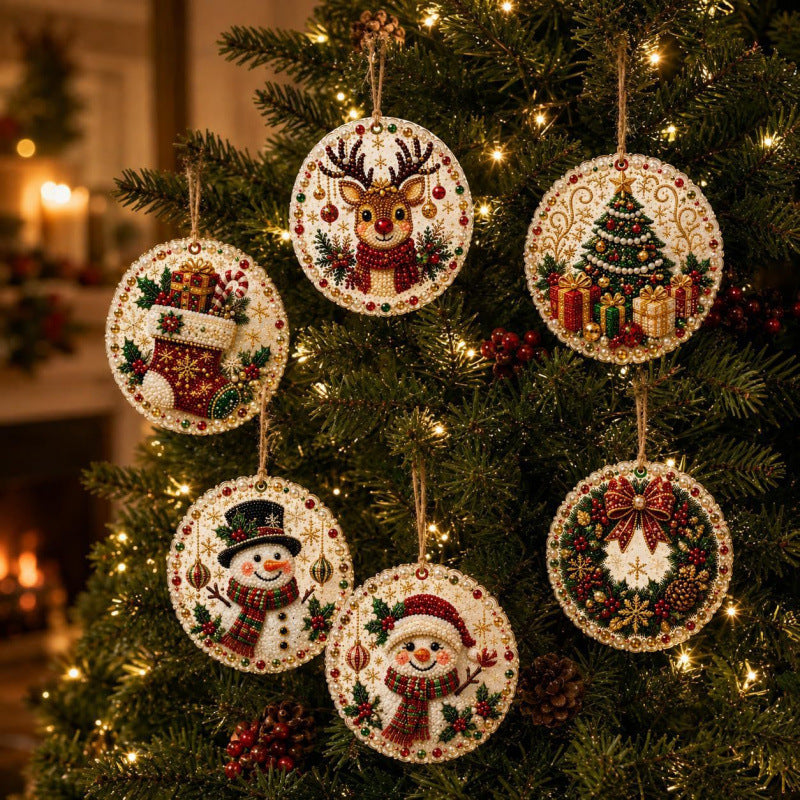 6PCS Crystal-Like Diamond Art Christmas Decorations ✨