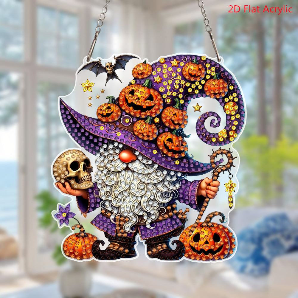 🎃 Halloween Witch Diamond Art Suncatcher – Sparkling Window Hanging Decoration