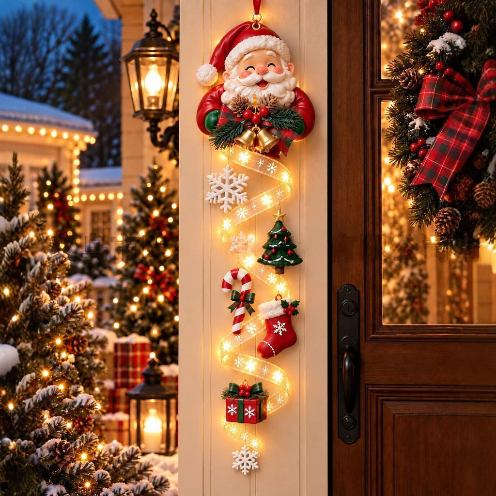 LED Christmas Door Hanging Decoration – Santa, Snowman & Gingerbread Designs